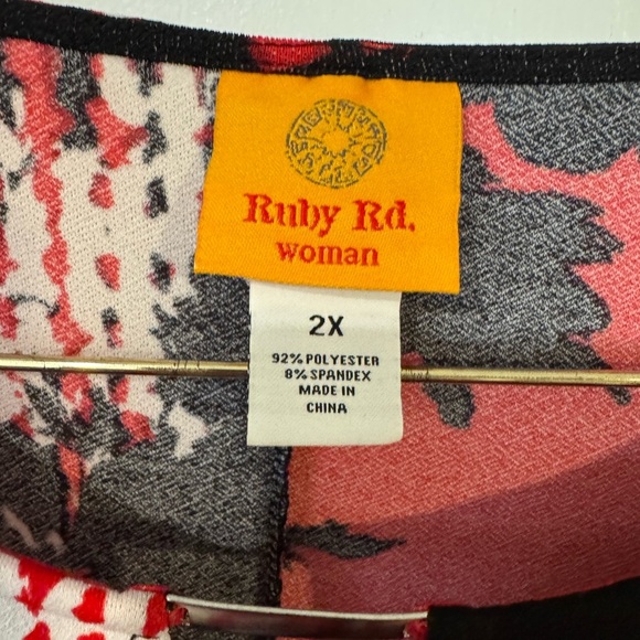 Ruby Rd. Red and Black Patterned Blouse - Picture 3 of 6